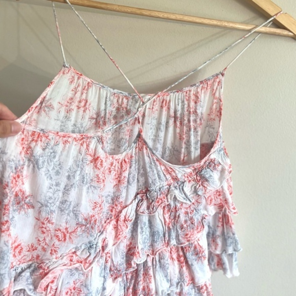 Free People Flutter By Asymmetric Floral  Ruffle Tank Top XS - Picture 10 of 12